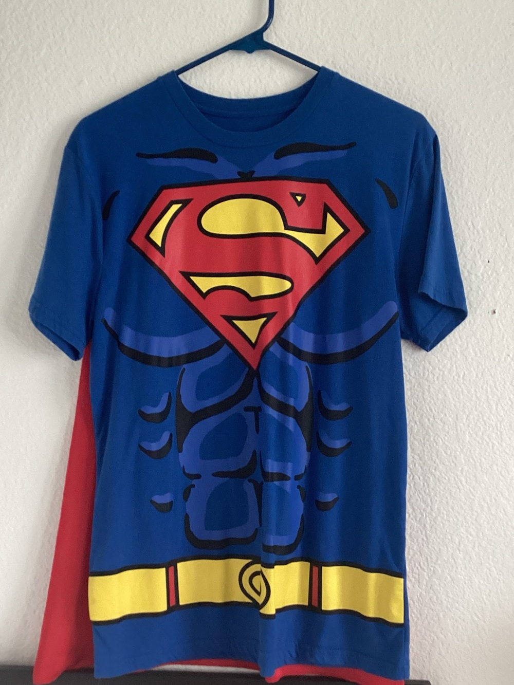Marvel Superman-Inspired Blue Tee with Red Cape Detail